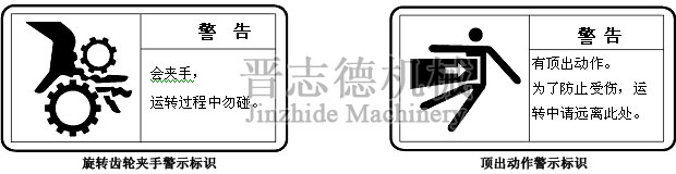 三合一送料机顶出警示标识